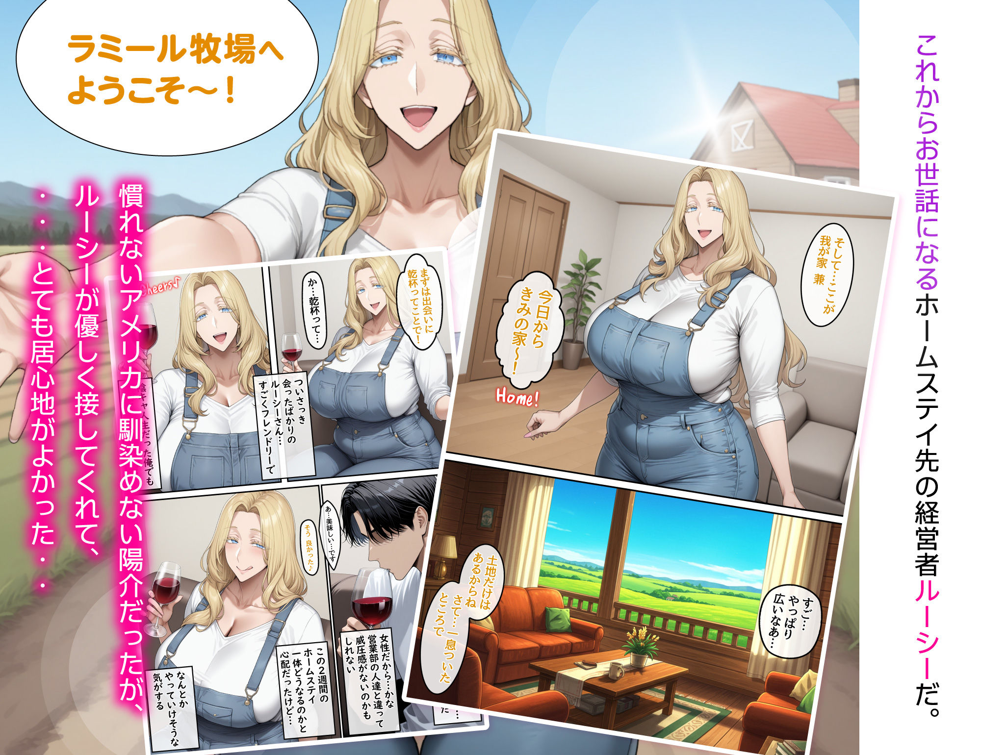 ホームステイ先の爆乳ブロンド美女に雌牛コスで誘惑されてイチャラブ種付け生活1