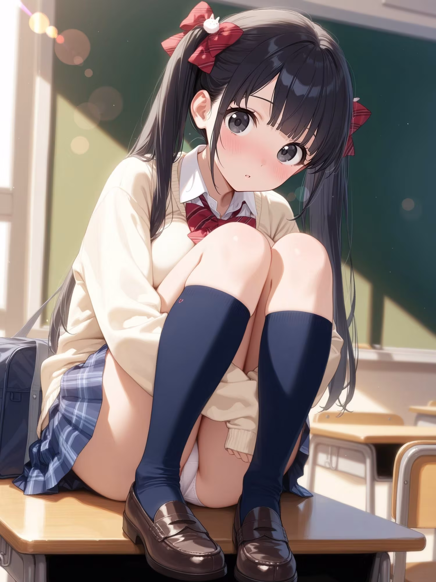 ツインテ女子〇生の教室でらぶらぶえっち