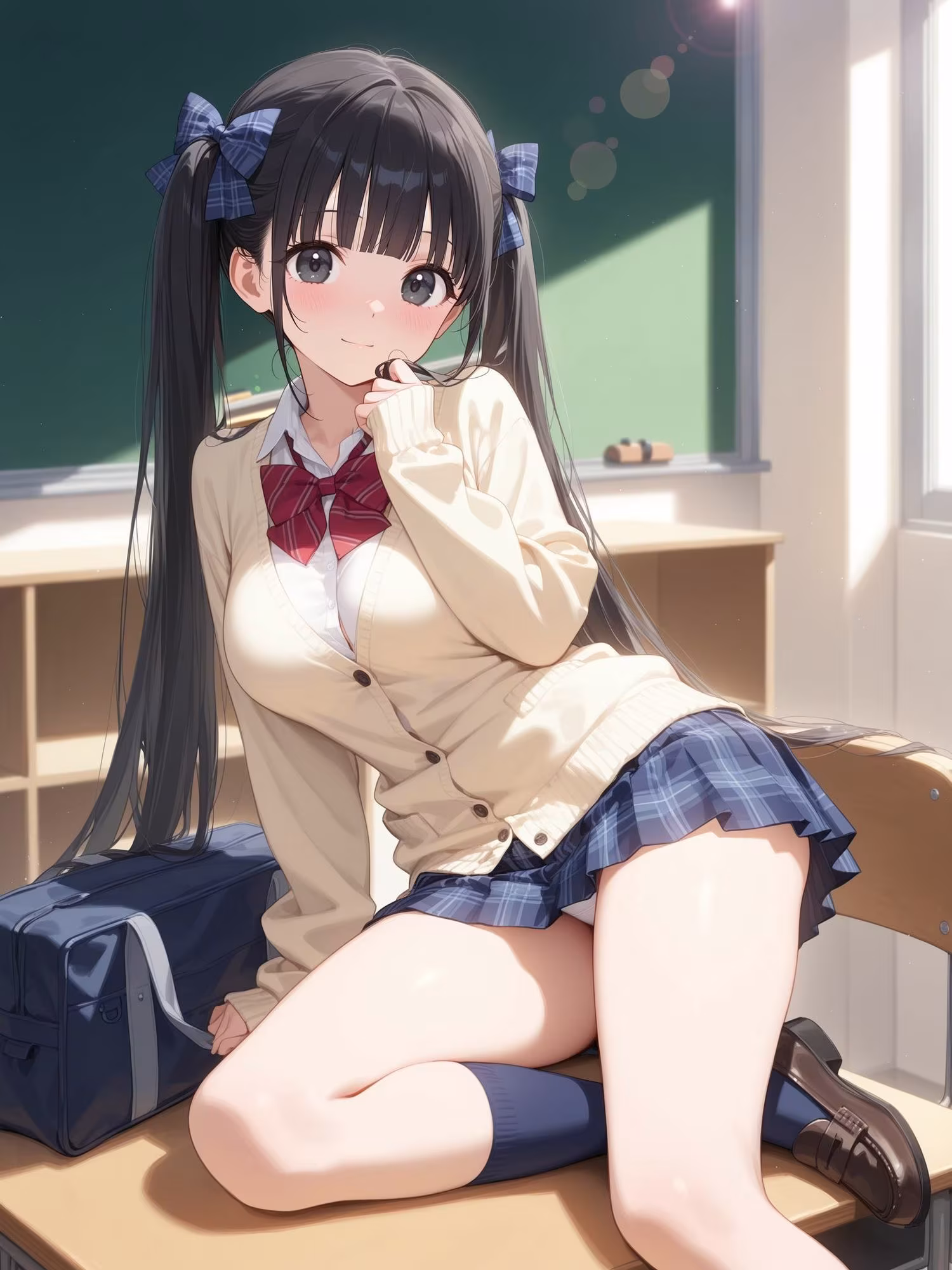 ツインテ女子〇生の教室でらぶらぶえっち