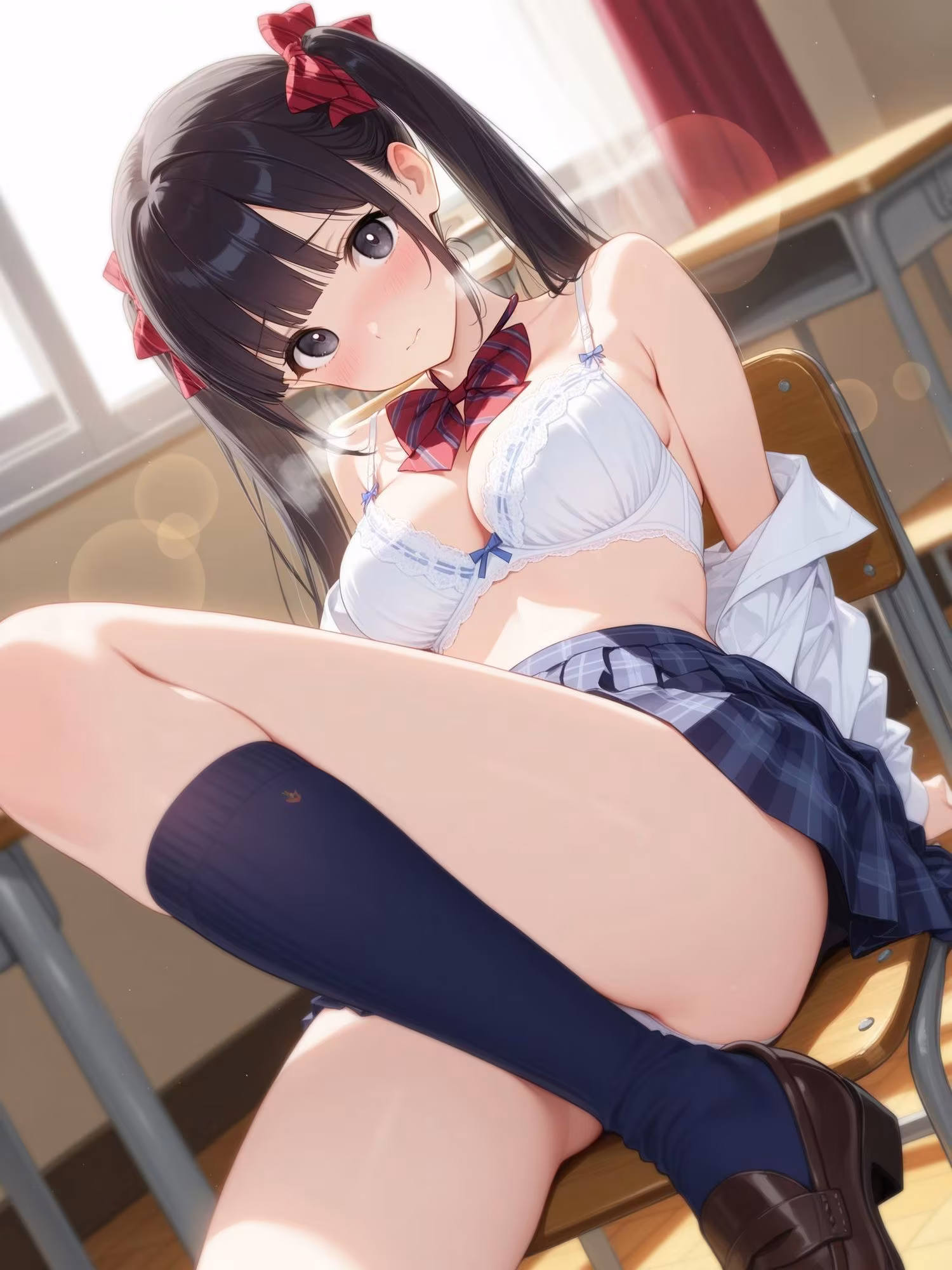 ツインテ女子〇生の教室でらぶらぶえっち