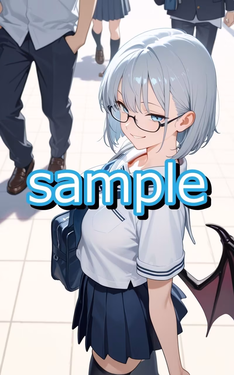 眼鏡っ娘サキュバスが学生時代モテなかった非モテ君のために学生服デートと対価にこってり搾精するイラスト集
