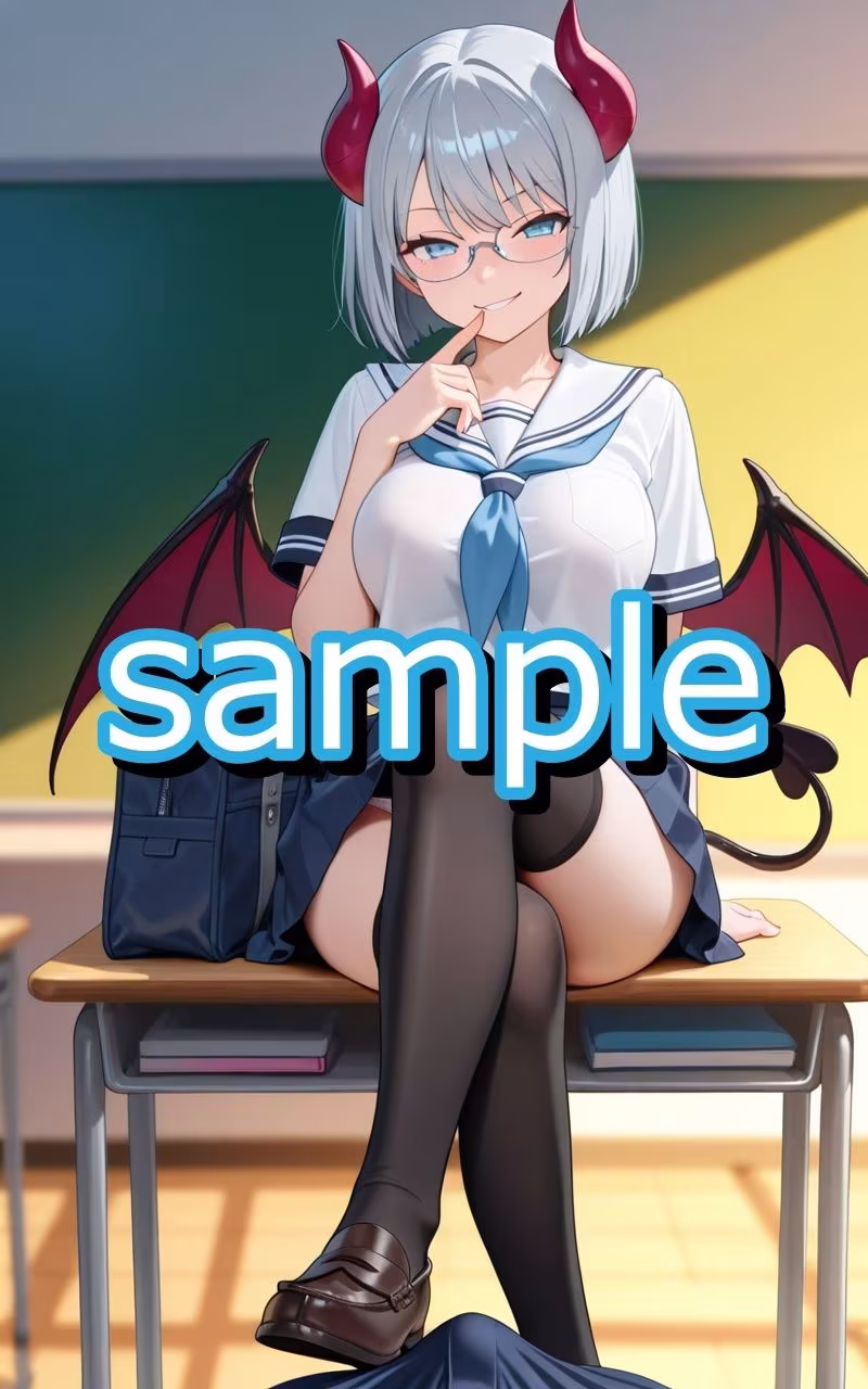 眼鏡っ娘サキュバスが学生時代モテなかった非モテ君のために学生服デートと対価にこってり搾精するイラスト集