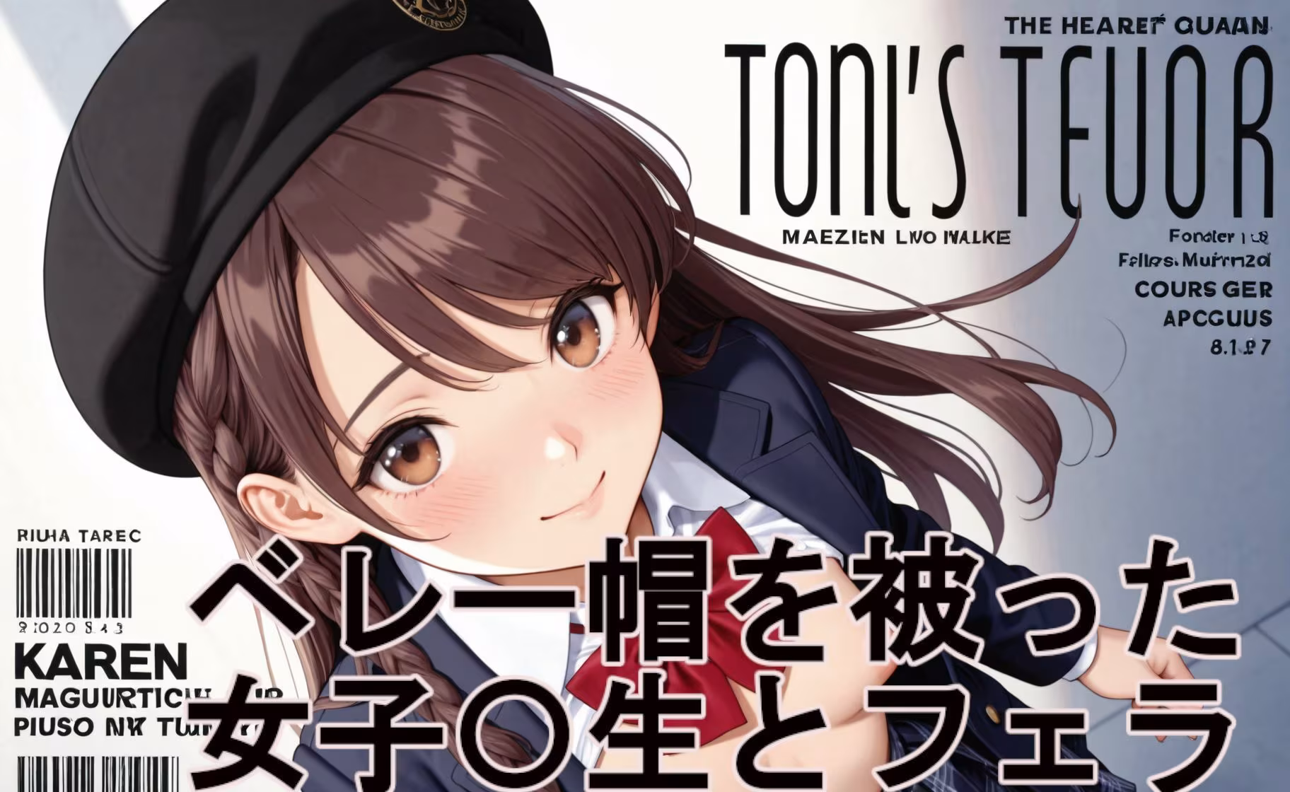 ベレー帽を被った女子〇生の縞パンとフェラ