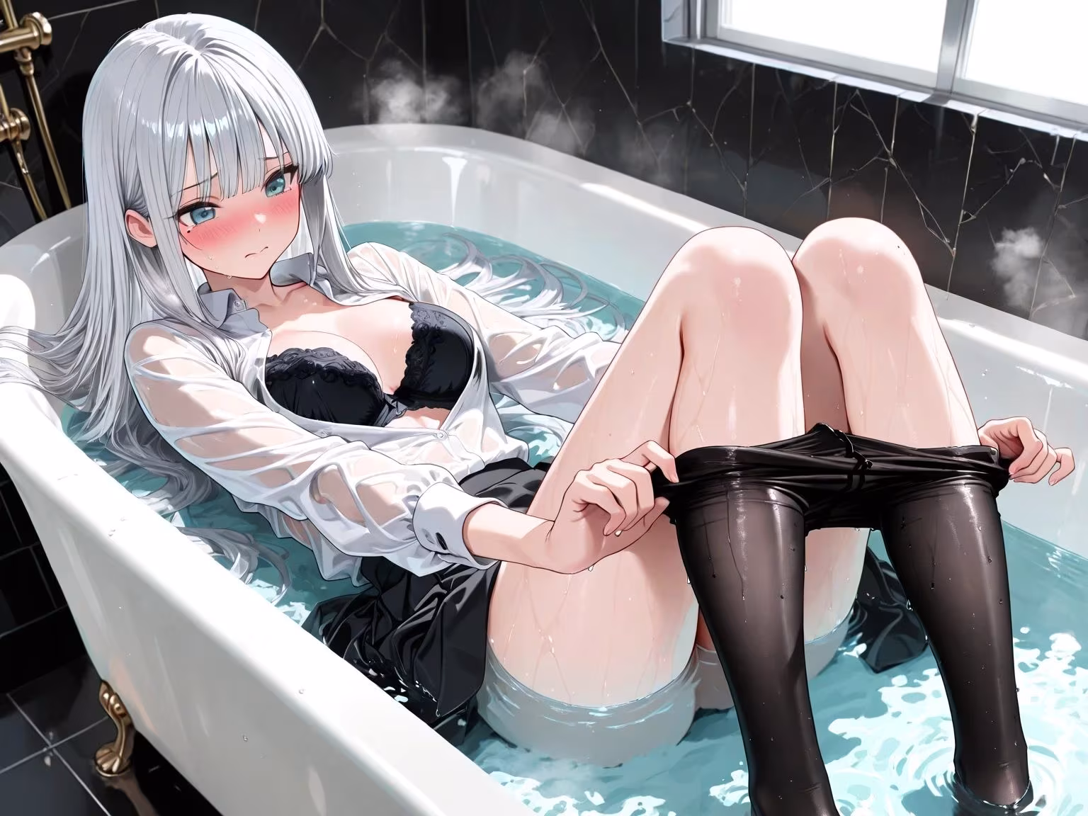 仕事帰りの着衣入浴 - 濡れ透けバスタイム -