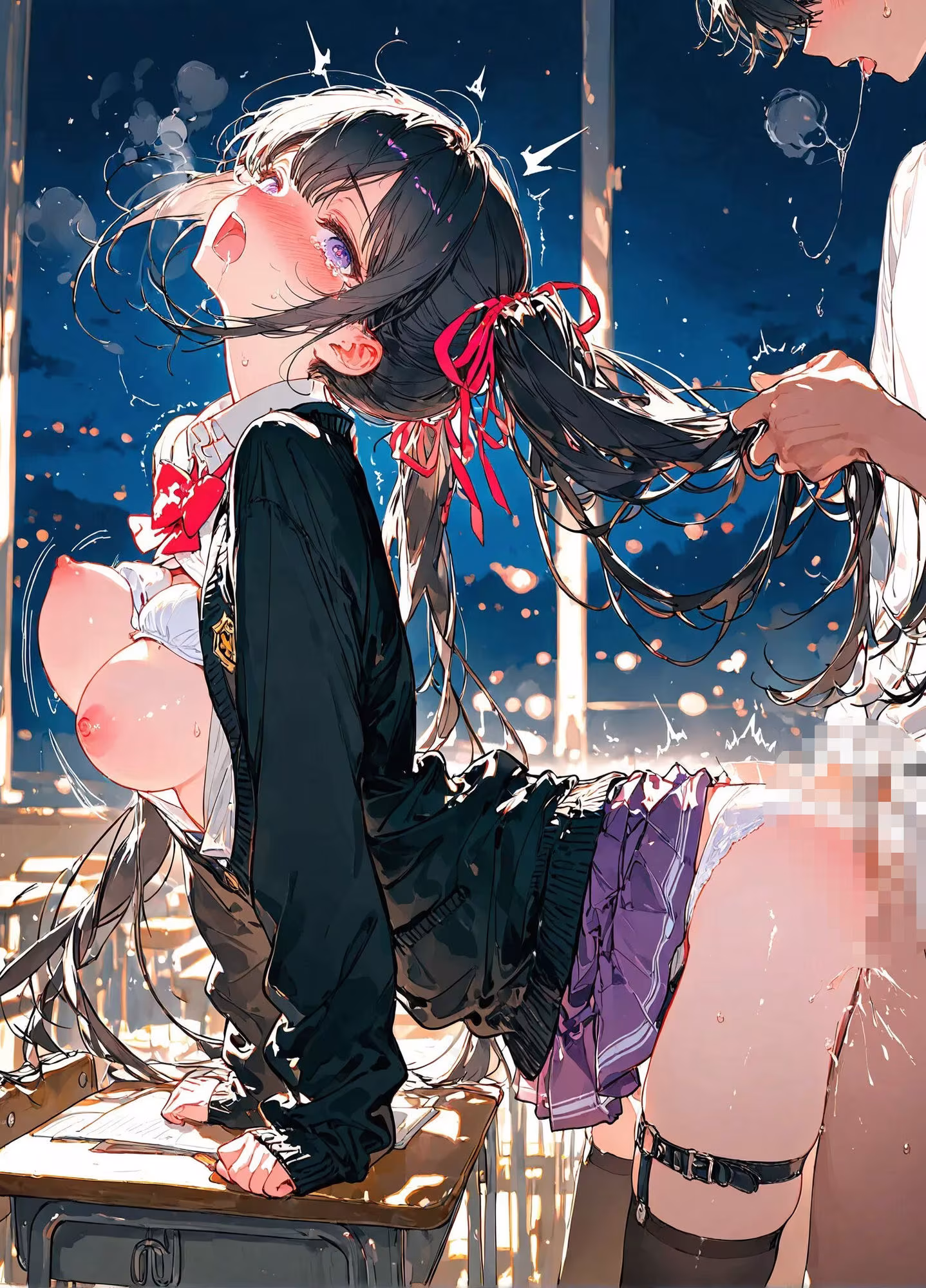 黒髪ツインテJKとSEX