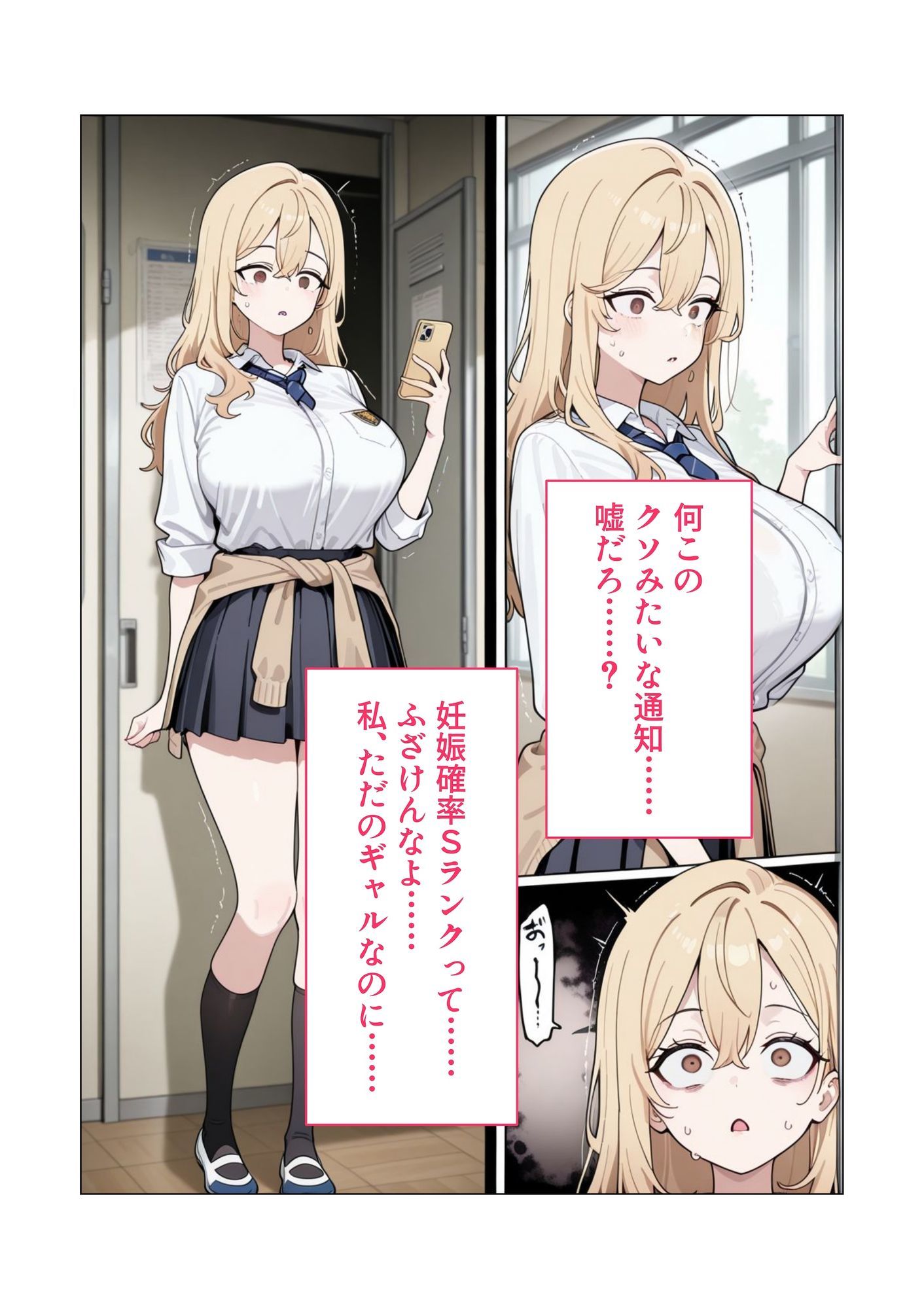 【AIイラスト・漫画集】スマホに届いた性交命令〜ゴミジジイ兄弟の種で子宮パンパン