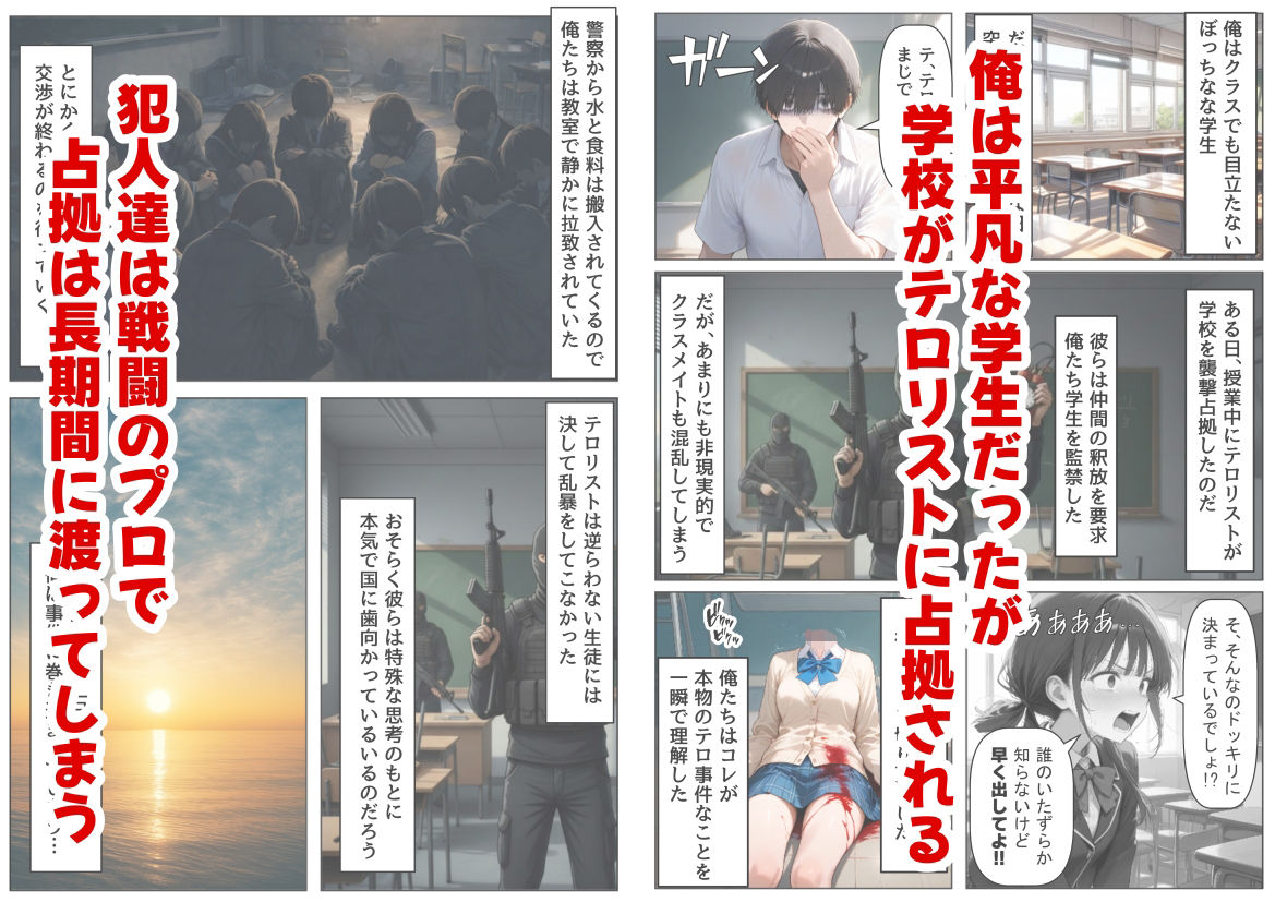 学校占拠したテロリストに、俺は片思い女子と、無理やりセックスさせられる