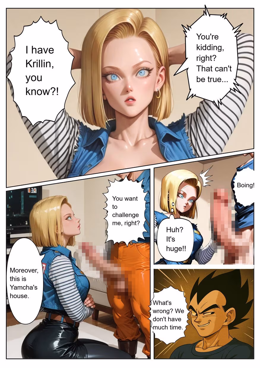 ［English］Android 18 is seduced by a Saiyan during a brief time alone with him while drinking. While Krillin is asleep， she continues to have sex with the Saiyan until morning...