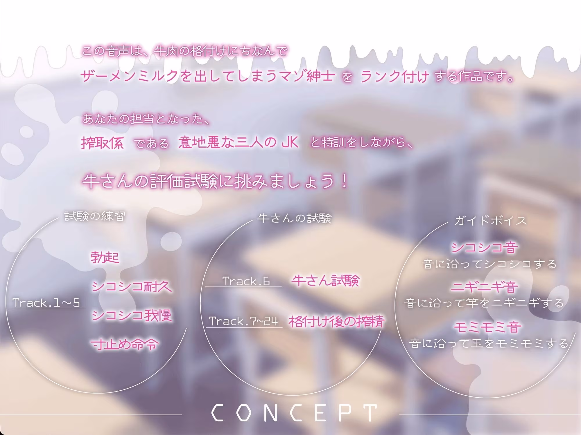 ［たっぷり長時間×マゾ査定×JKハーレム］ミルクだらだら格付けオナニー 君はどれくらい優秀な牛さんなのかな？ ほら。モ〜〜っと出せ♪