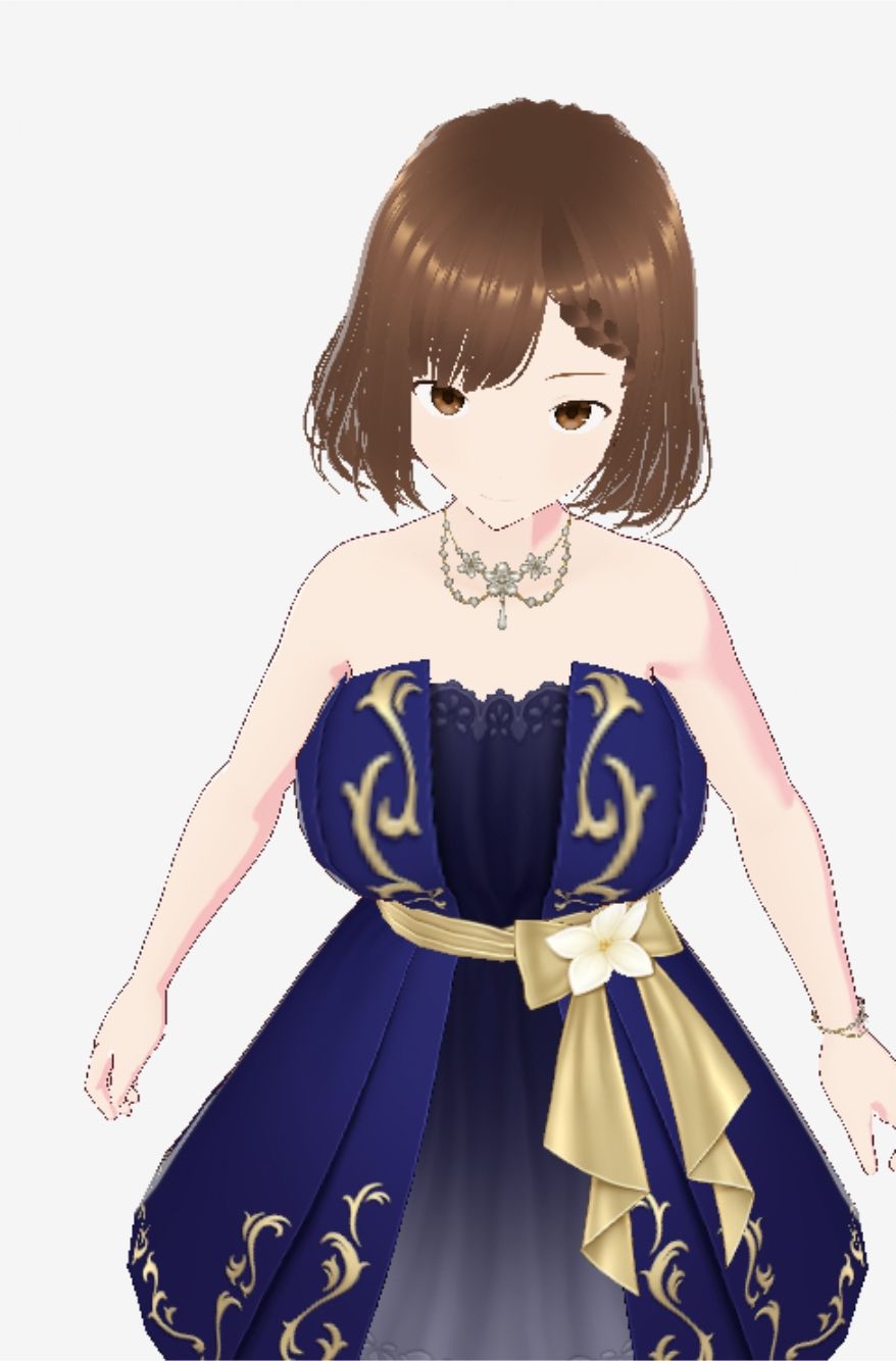 青いドレスを着た巨乳のお姉さん（セリフなし  3DCGモデル  イラスト集）