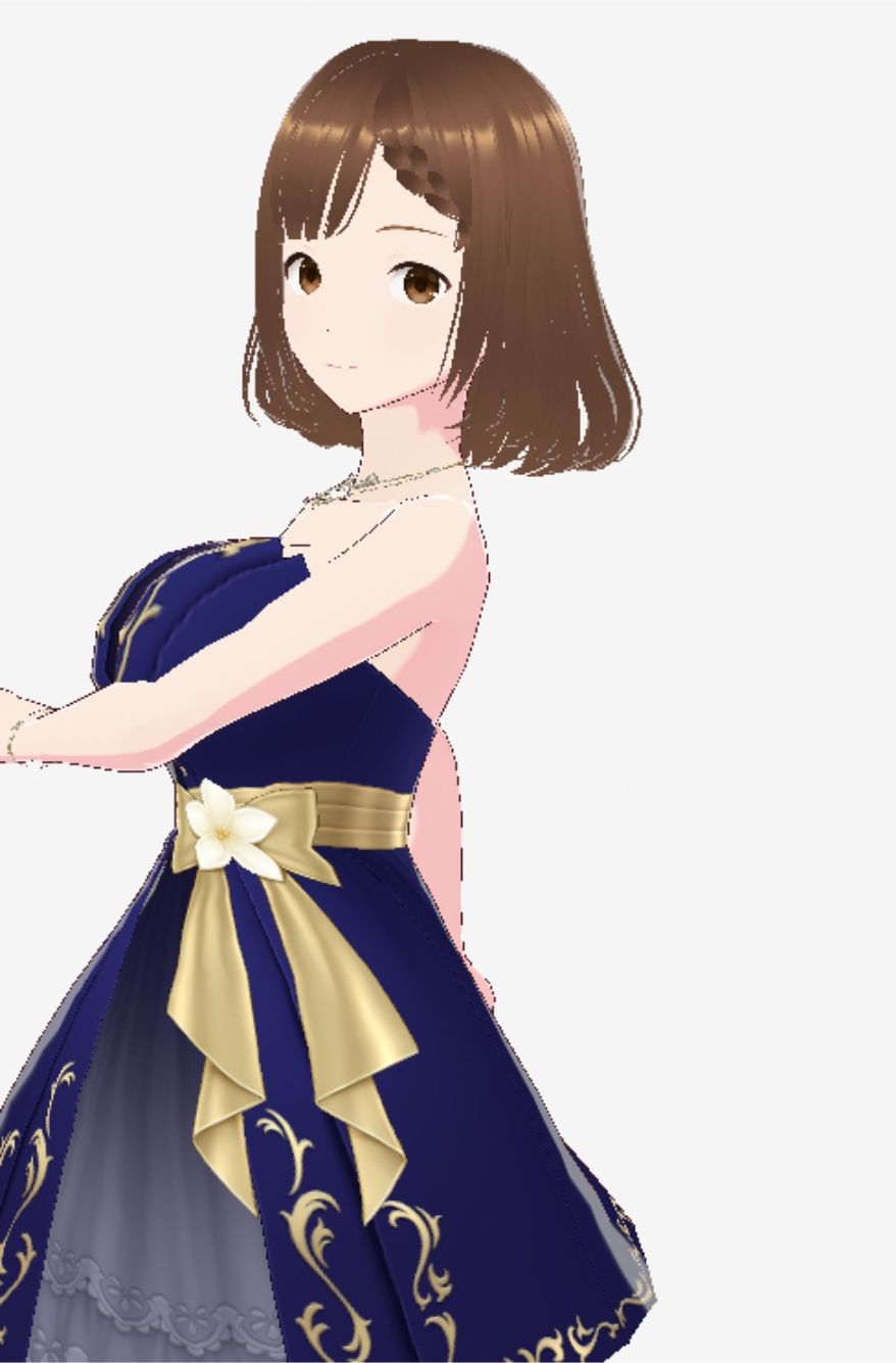 青いドレスを着た巨乳のお姉さん（セリフなし  3DCGモデル  イラスト集）