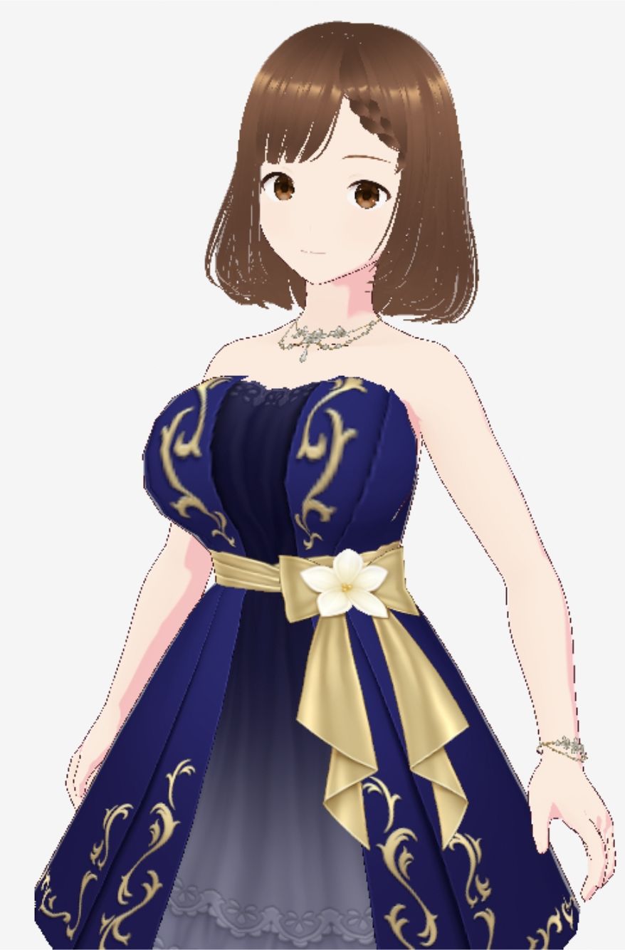 青いドレスを着た巨乳のお姉さん（セリフなし  3DCGモデル  イラスト集）