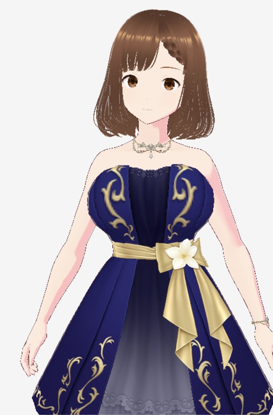 青いドレスを着た巨乳のお姉さん（セリフなし  3DCGモデル  イラスト集）