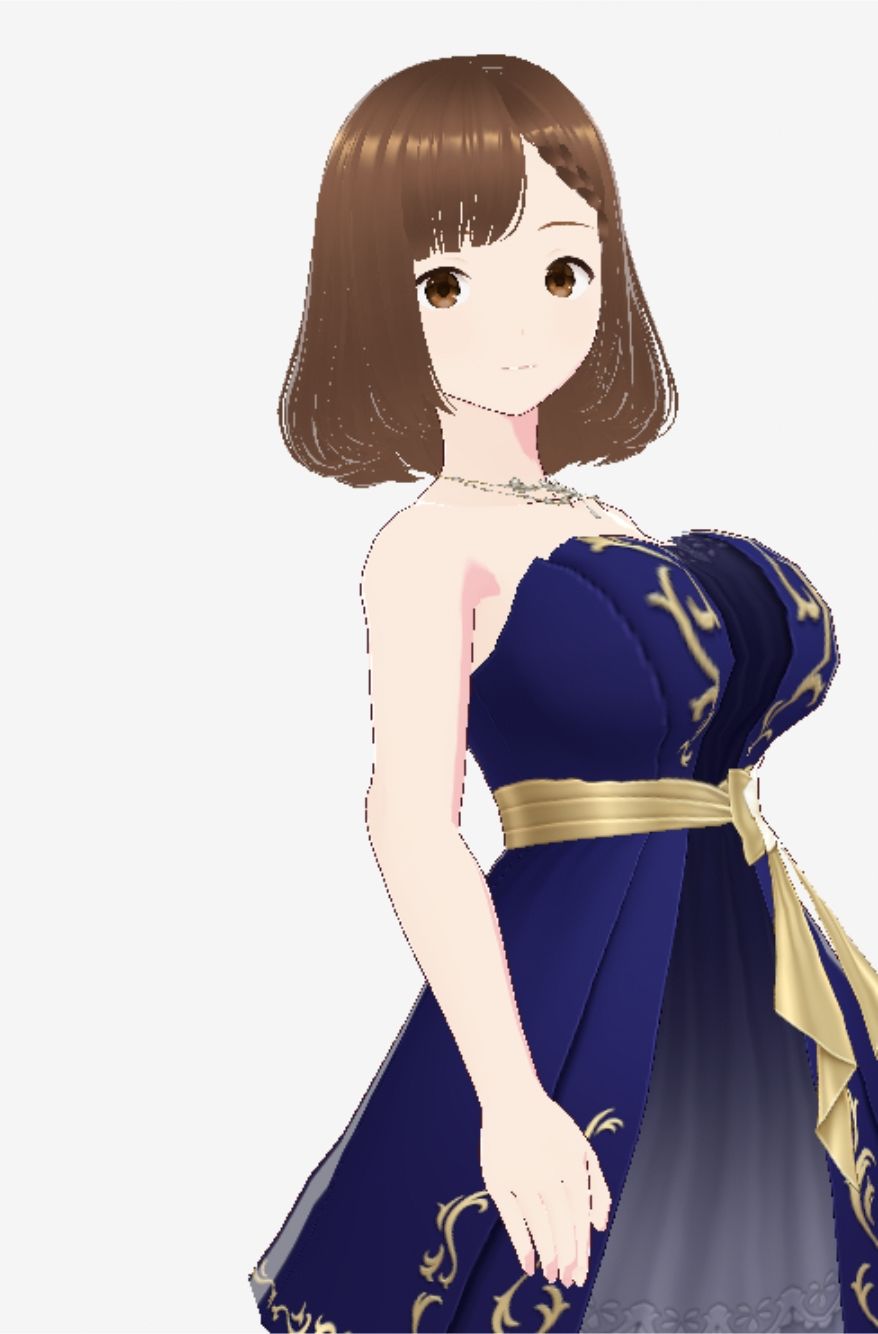 青いドレスを着た巨乳のお姉さん（セリフなし  3DCGモデル  イラスト集）