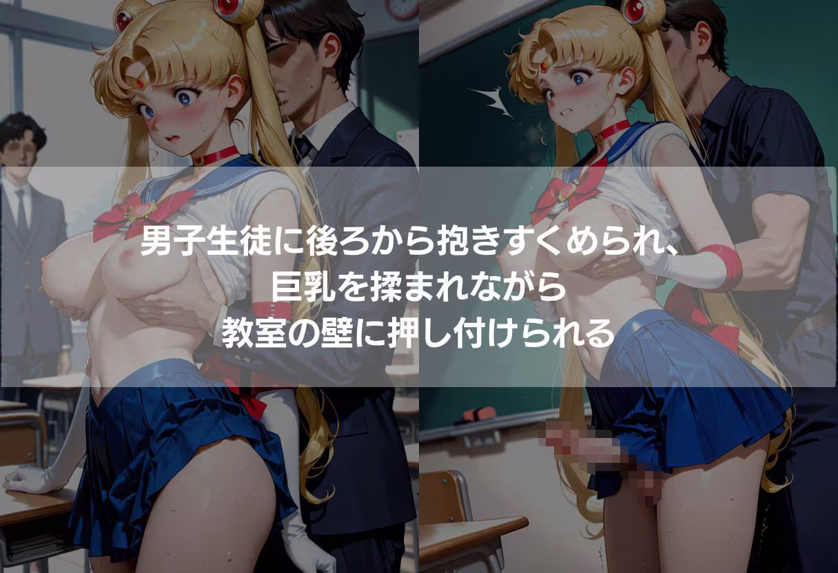 ふたなり巨乳3美少女 金髪青髪黒髪の教室・トイレ・森中出し 342枚