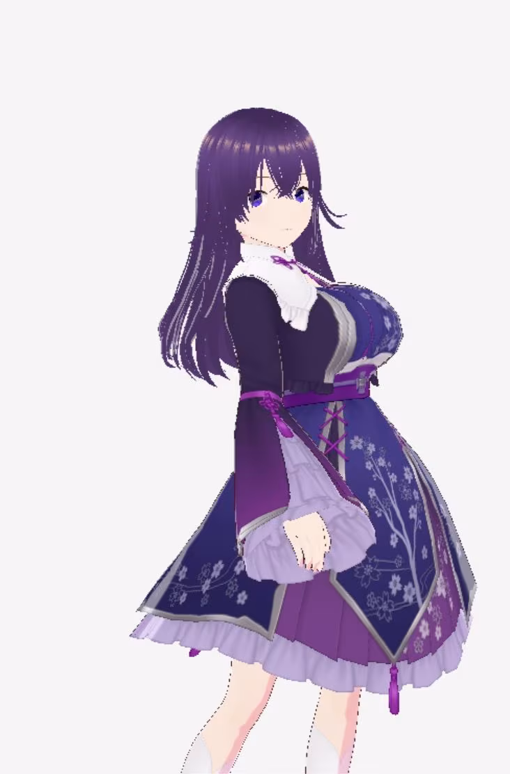 和柄の洋風ドレスの巨乳美女（セリフなし  3DCGモデル  イラスト集）