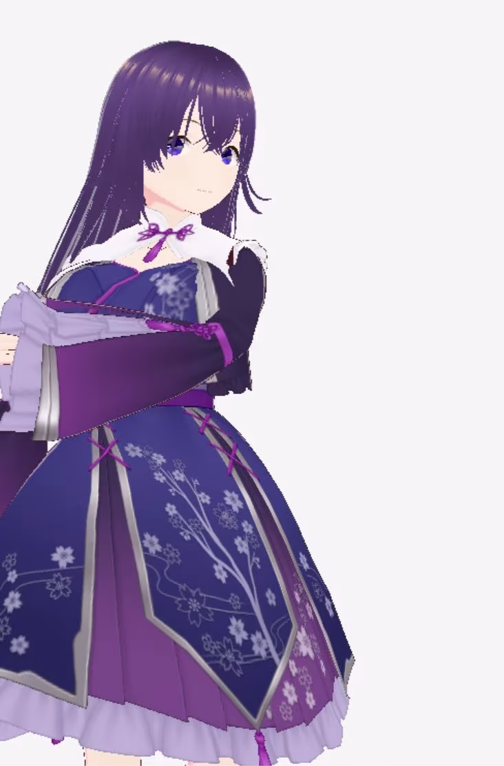 和柄の洋風ドレスの巨乳美女（セリフなし  3DCGモデル  イラスト集）