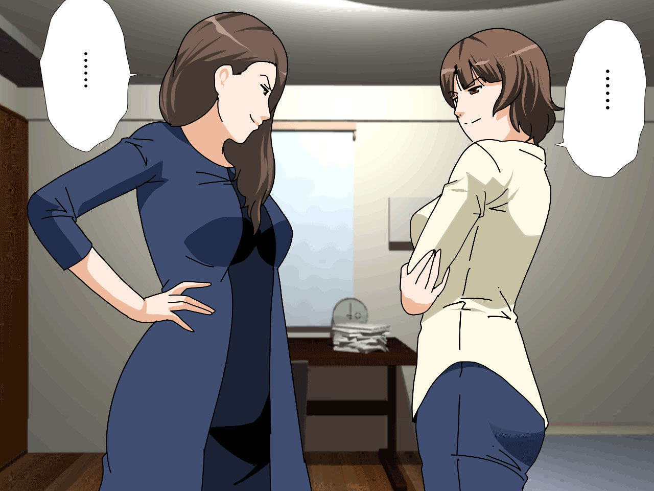 杜戸先生と苫田ママをレズらせて3Pしてみた夜-と…その後の話