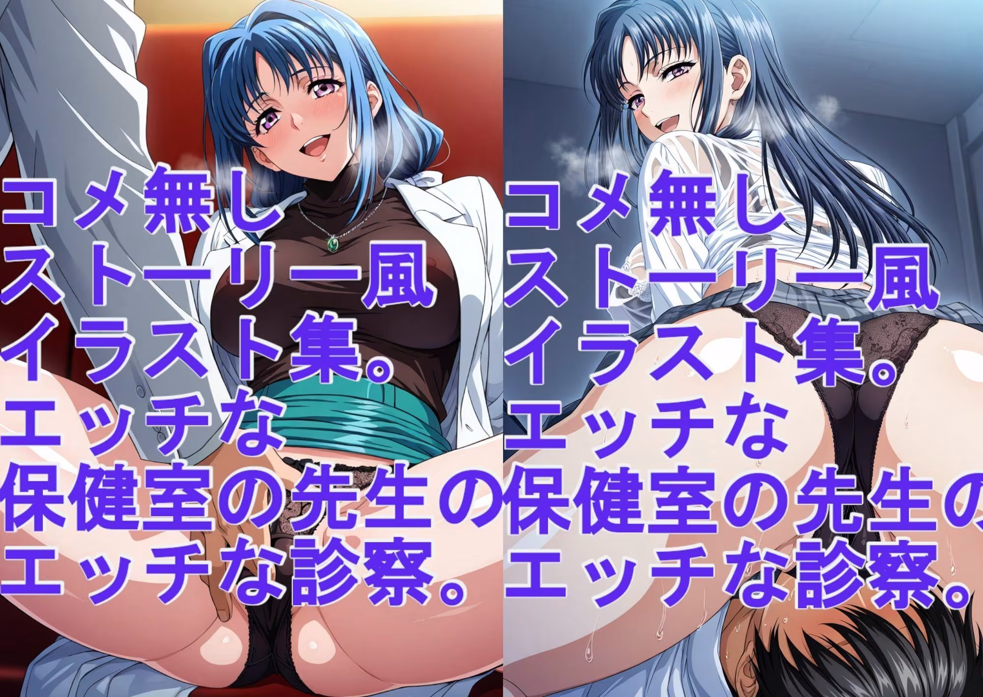 ストーリー風イラスト集。保健室の先生のエッチな診察