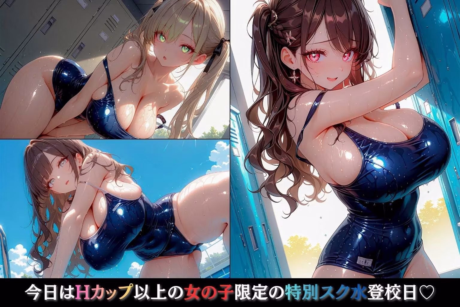 爆乳スク水パラダイス！！〜今日はデカパイ限定性処理特別登校日♪〜