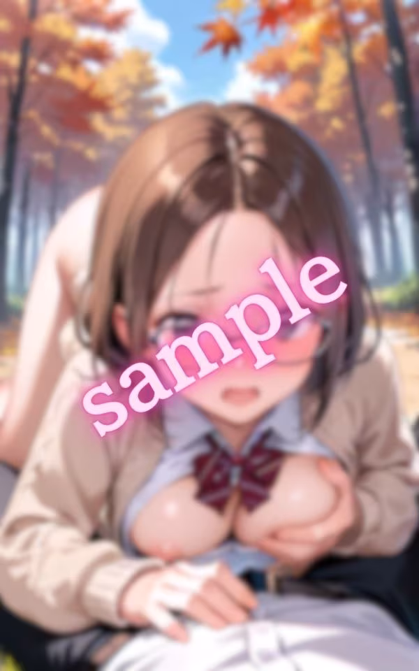 制服コスプレ巨乳美女のおっぱいを野外で揉む画像集