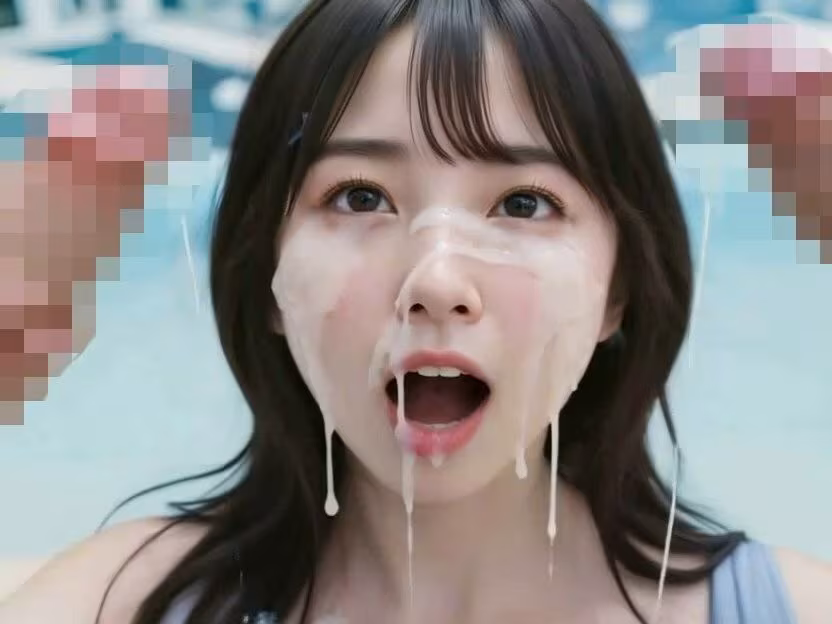アイドルの笑顔に大量顔射プールサイド撮影会