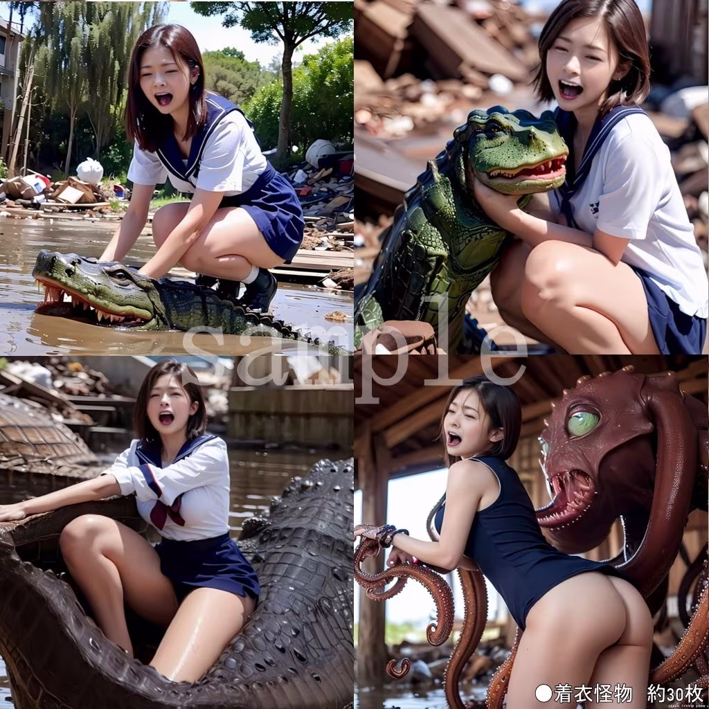 Sayaの変態日記/ゴミ捨て場セーラー服放置・触手爬虫類怪物編