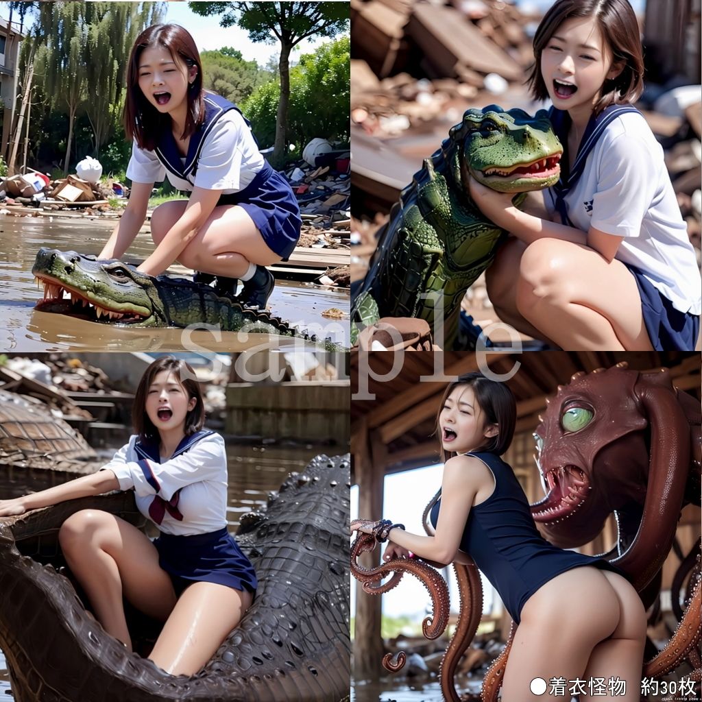 Sayaの変態日記/ゴミ捨て場セーラー服放置・触手爬虫類怪物編