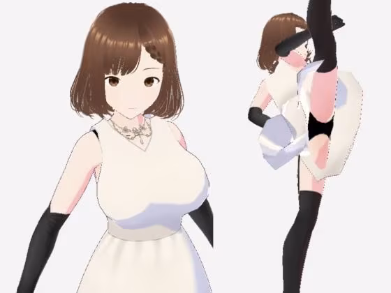 スカートの下にガーターストッキングを着たレディ（セリフなし  3DCGモデル  イラスト集）