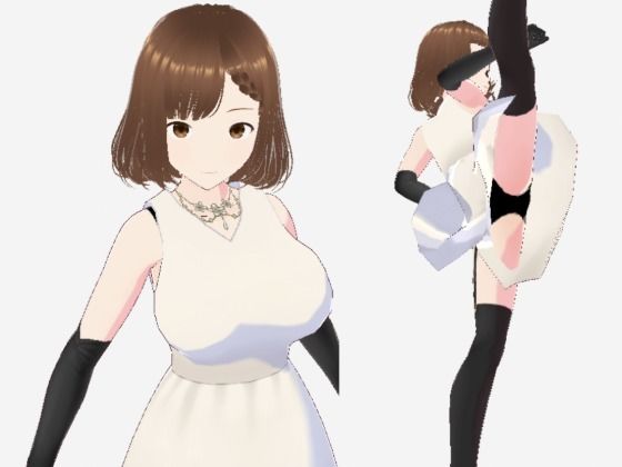 スカートの下にガーターストッキングを着たレディ（セリフなし  3DCGモデル  イラスト集）