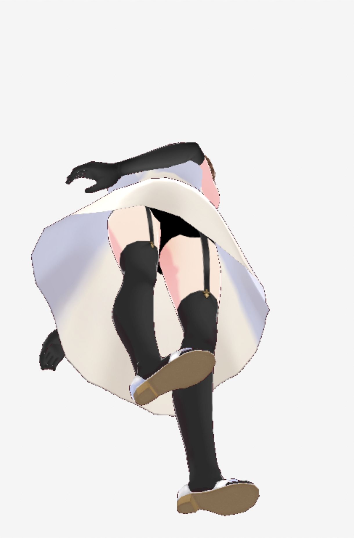 スカートの下にガーターストッキングを着たレディ（セリフなし  3DCGモデル  イラスト集）