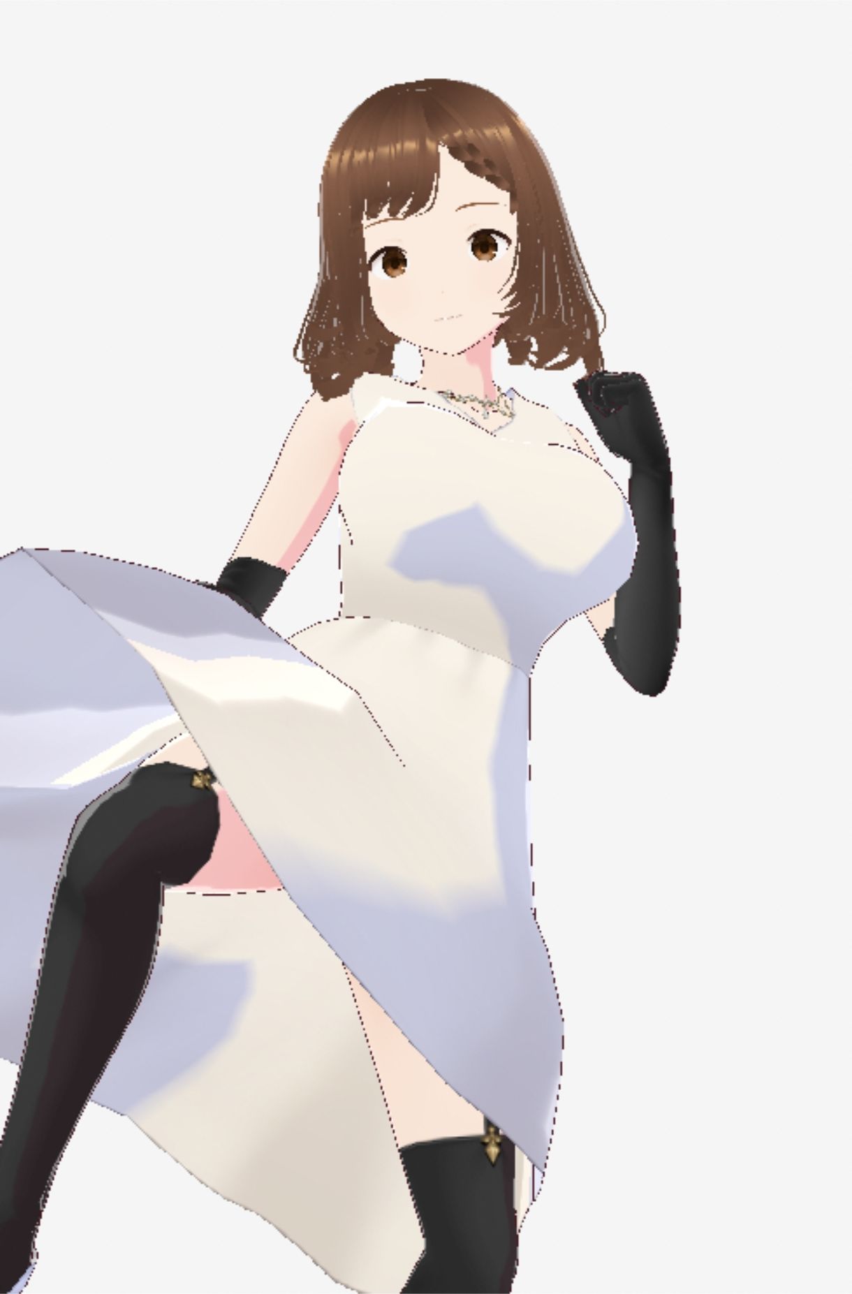 スカートの下にガーターストッキングを着たレディ（セリフなし  3DCGモデル  イラスト集）