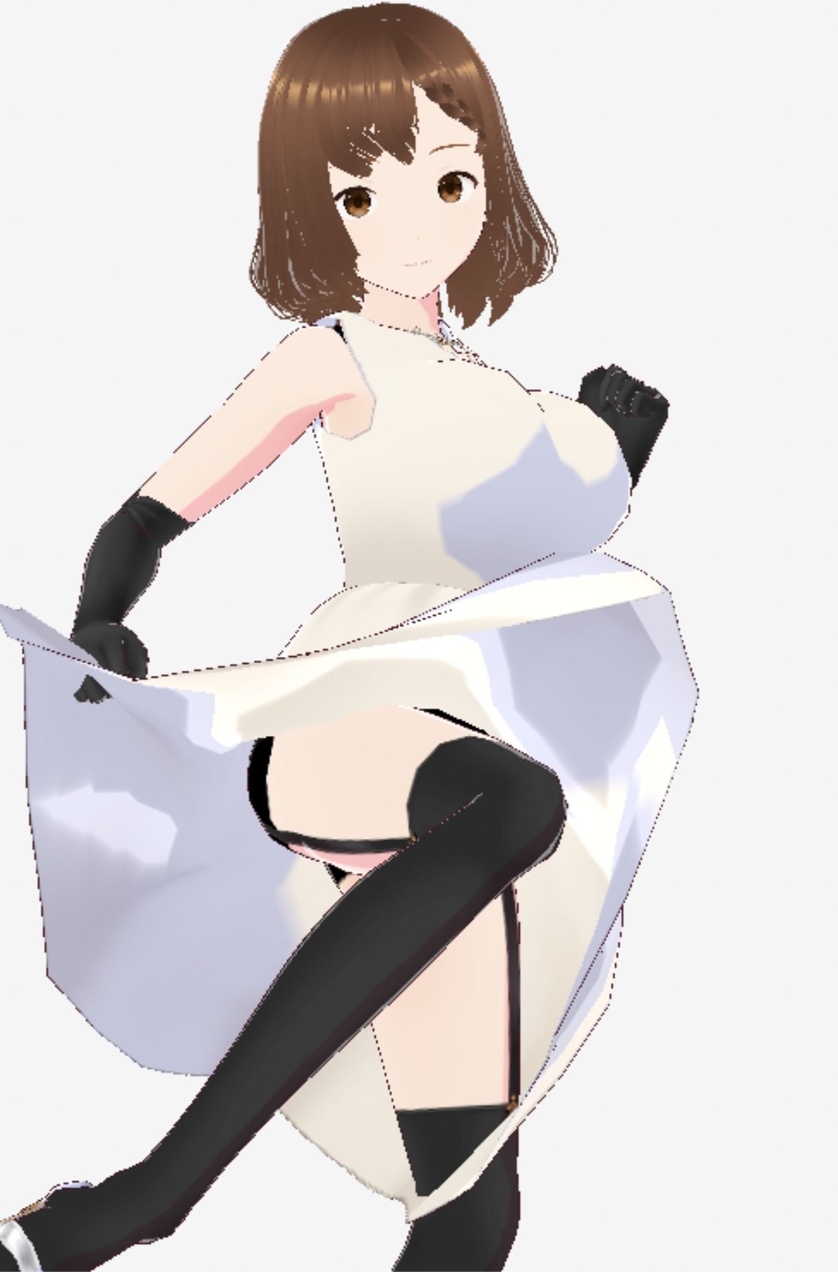 スカートの下にガーターストッキングを着たレディ（セリフなし  3DCGモデル  イラスト集）