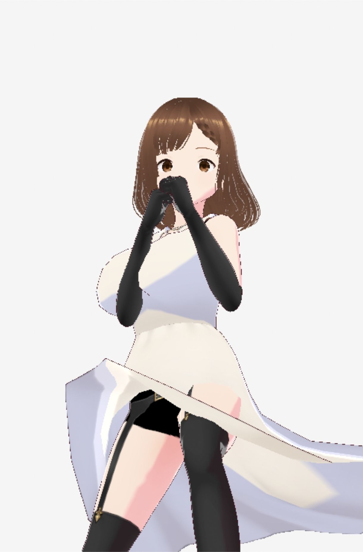 スカートの下にガーターストッキングを着たレディ（セリフなし  3DCGモデル  イラスト集）