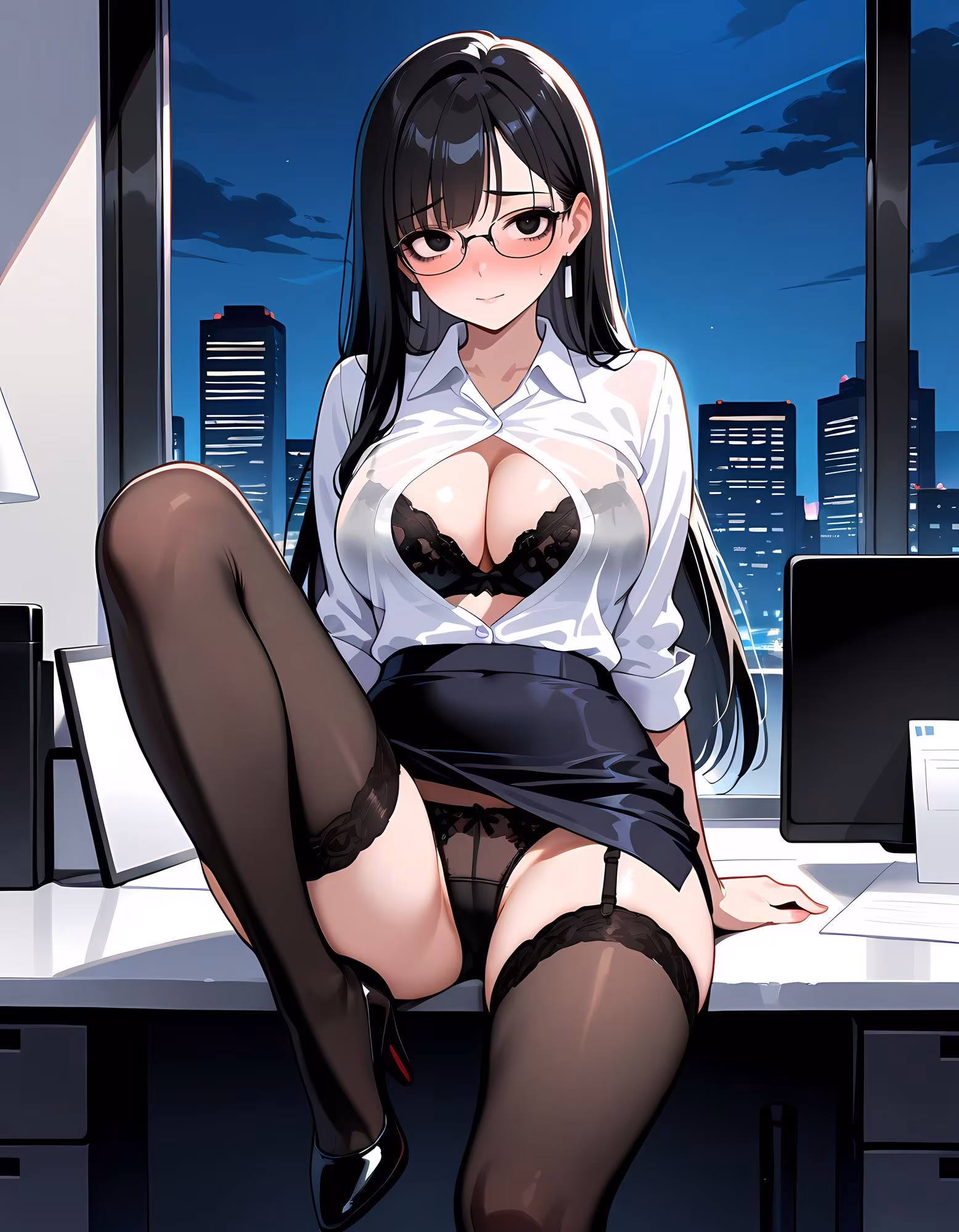 黒ストOLの禁断妄想 〜視線を感じて疼きだす股間〜