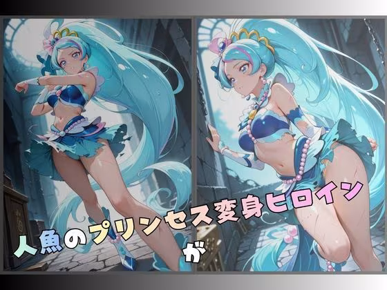 拘束された人魚のプリンセス変身ヒロイン