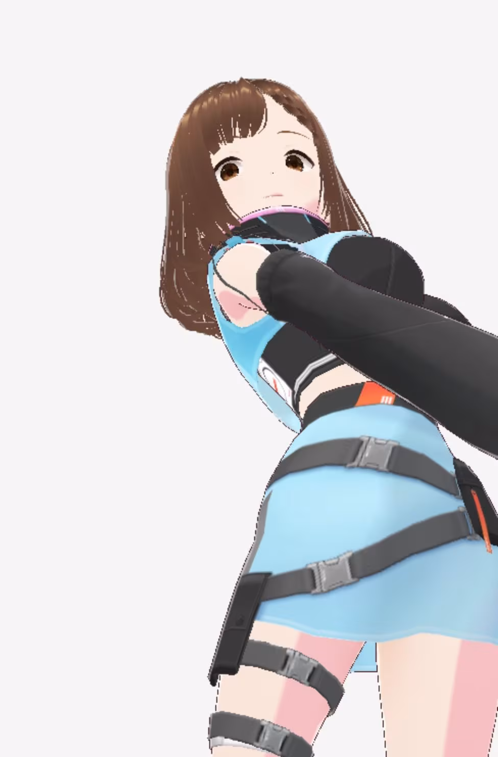 未来から来たような水色の服の巨乳のお姉さん（セリフなし 3DCGモデル イラスト集）