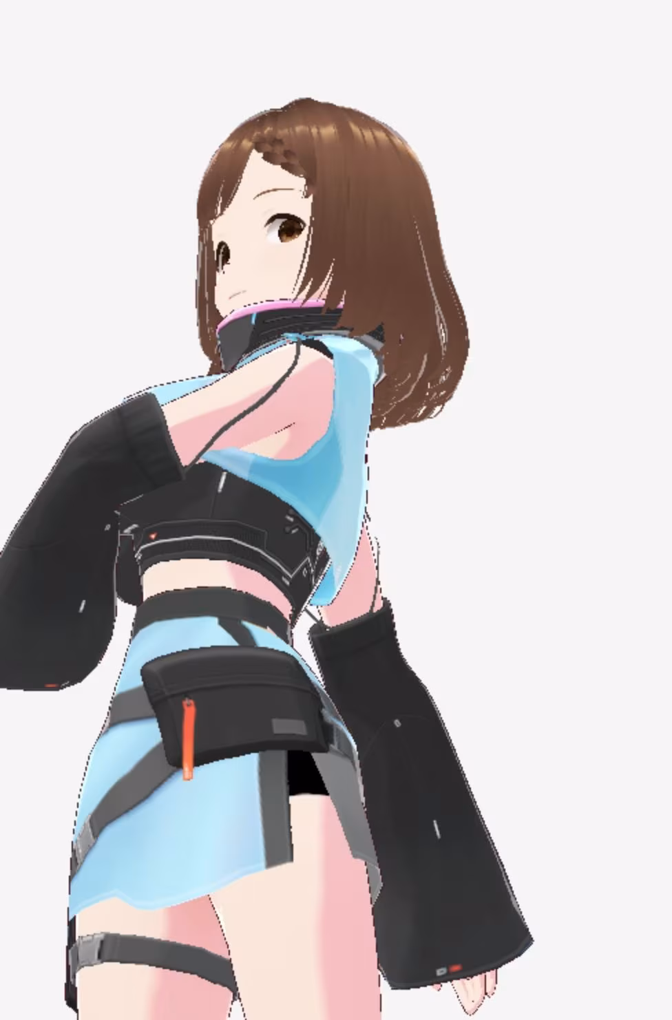 未来から来たような水色の服の巨乳のお姉さん（セリフなし 3DCGモデル イラスト集）