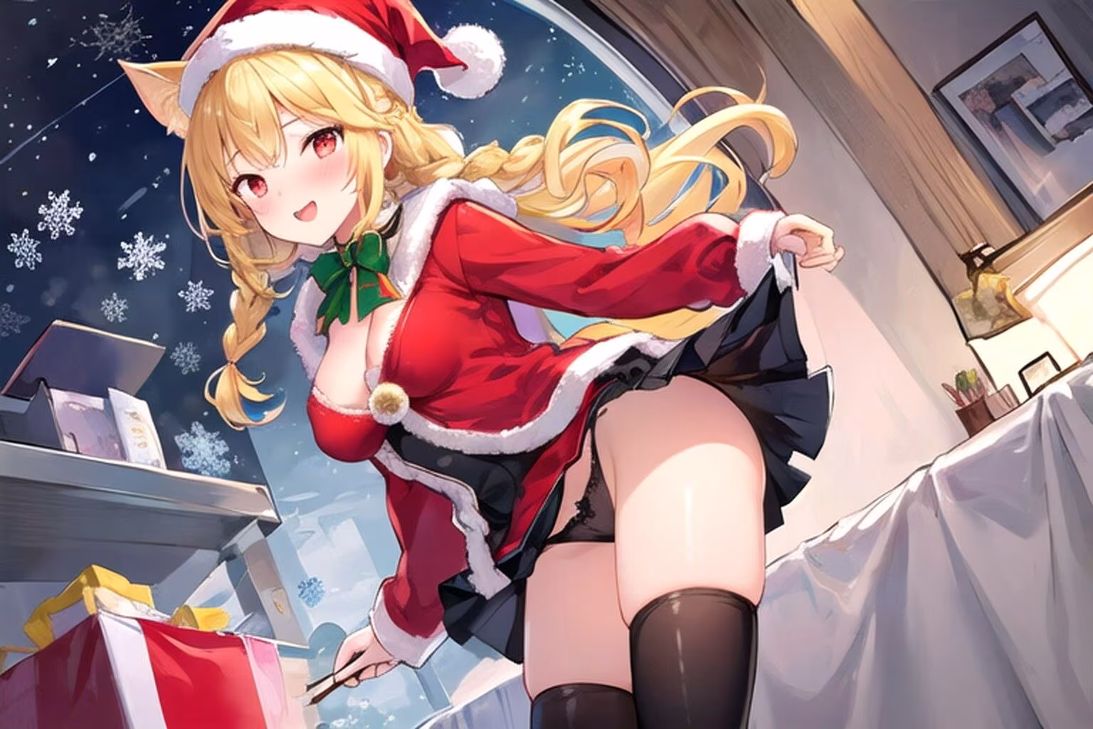 猫のサンタさんがプレゼントを持ってきた…のだが