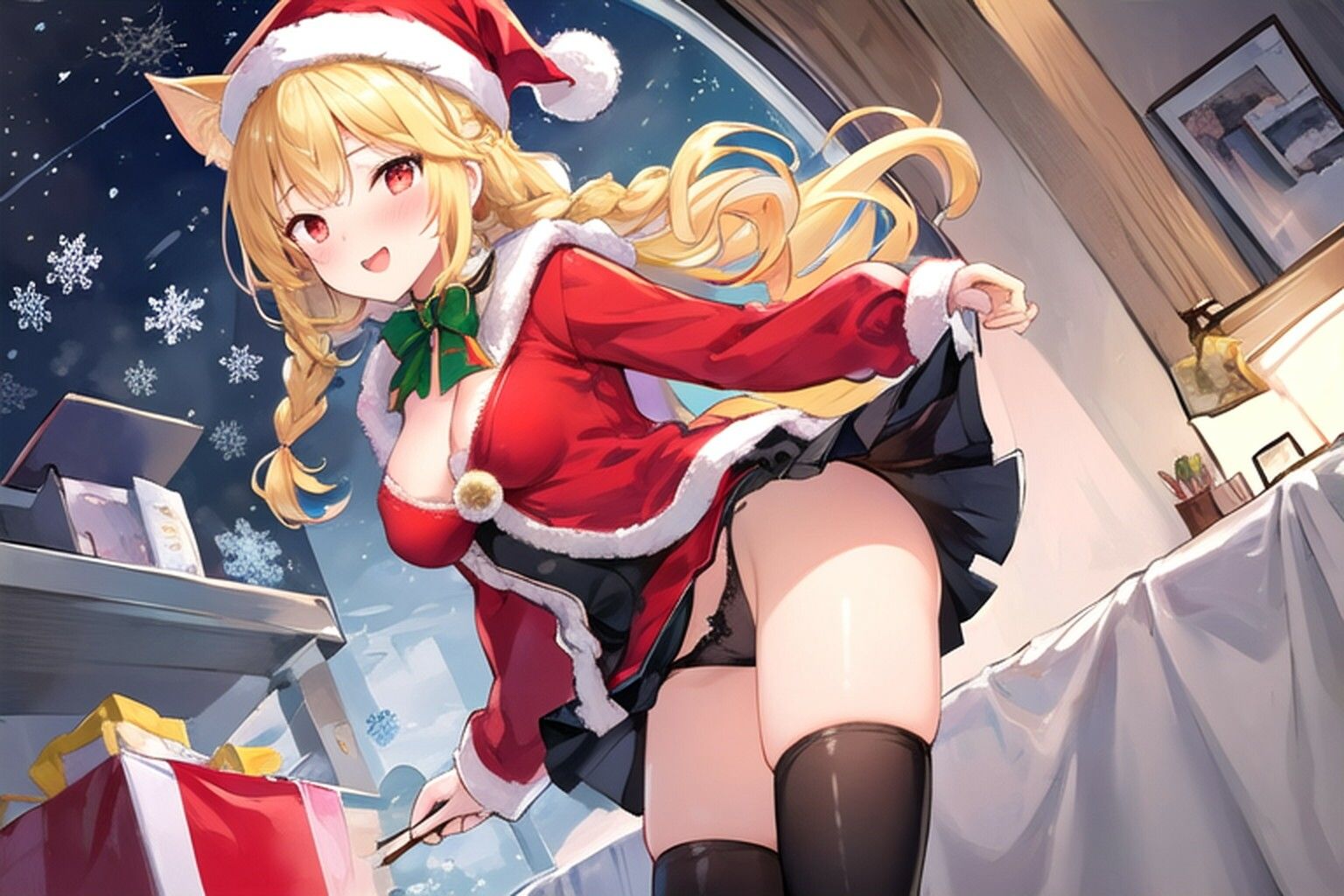 猫のサンタさんがプレゼントを持ってきた…のだが