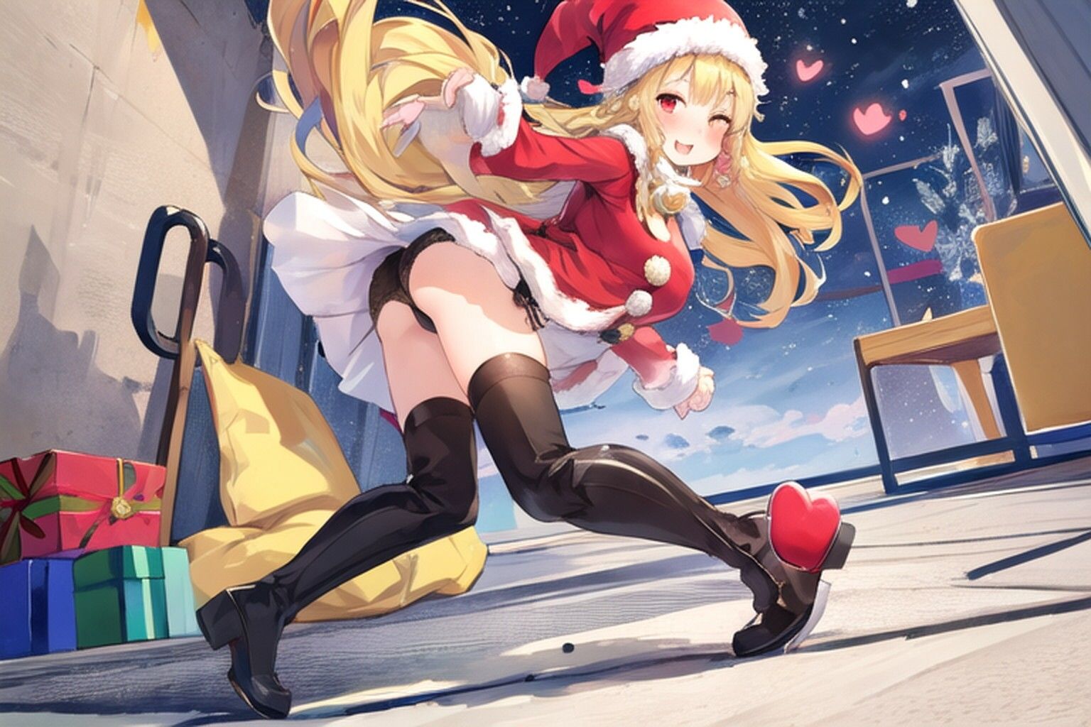 猫のサンタさんがプレゼントを持ってきた…のだが