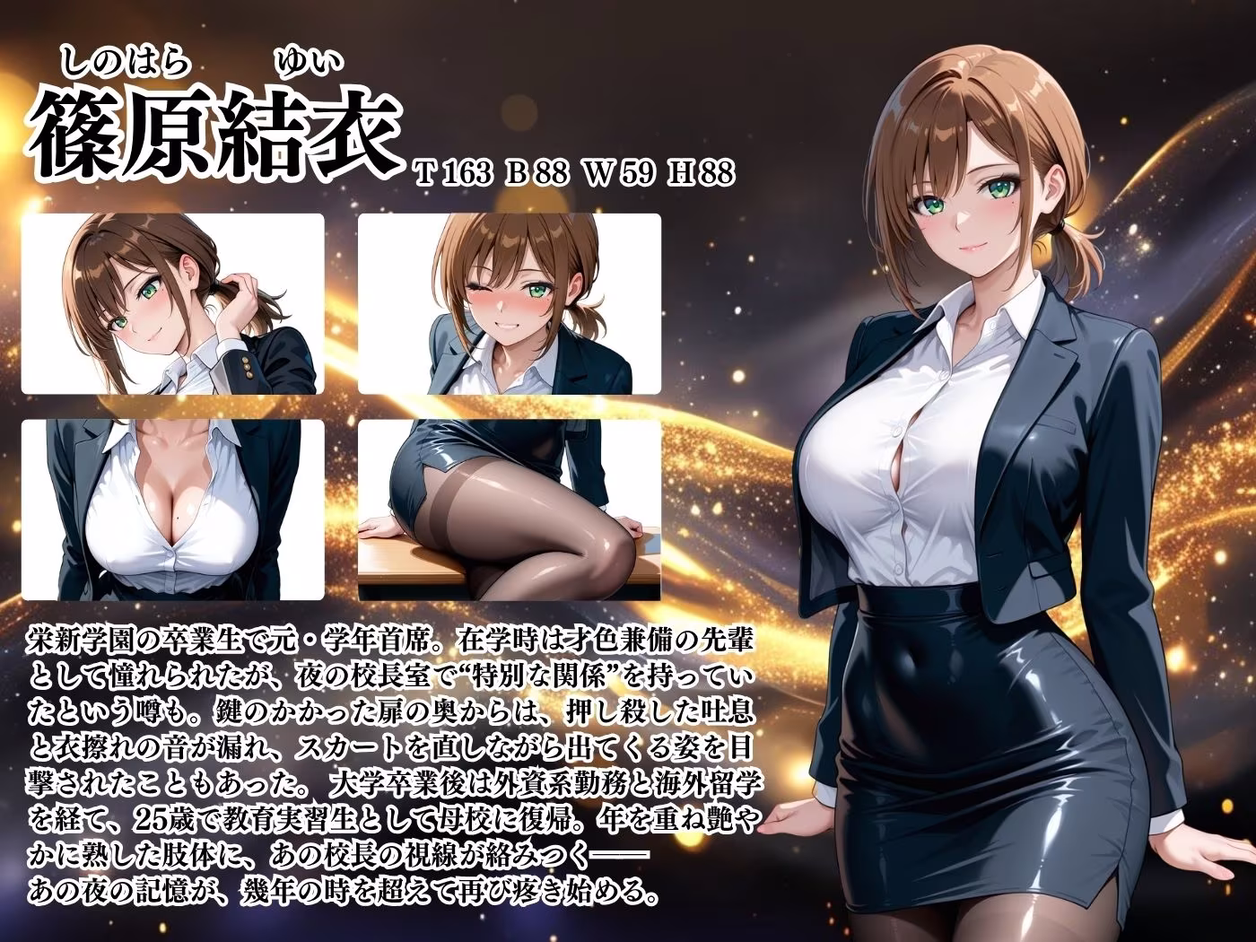 【4Kイラスト】1万3000人の生徒を抱いた校長による篠原結衣への性指導（入学式編）