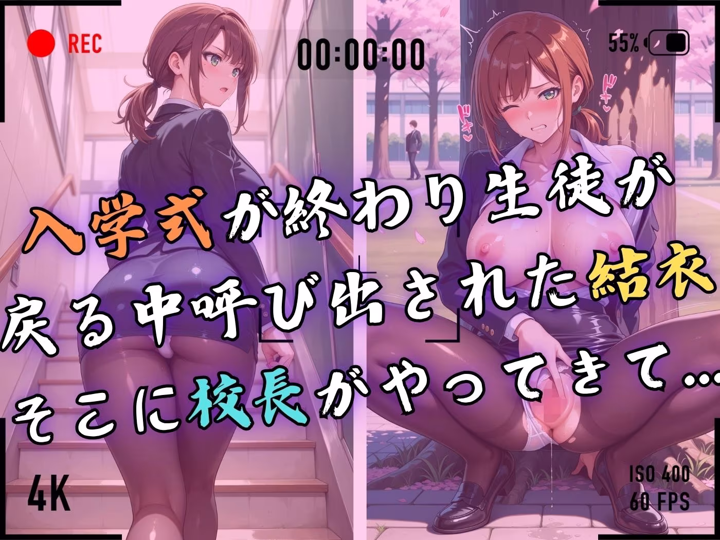 【4Kイラスト】1万3000人の生徒を抱いた校長による篠原結衣への性指導（入学式編）